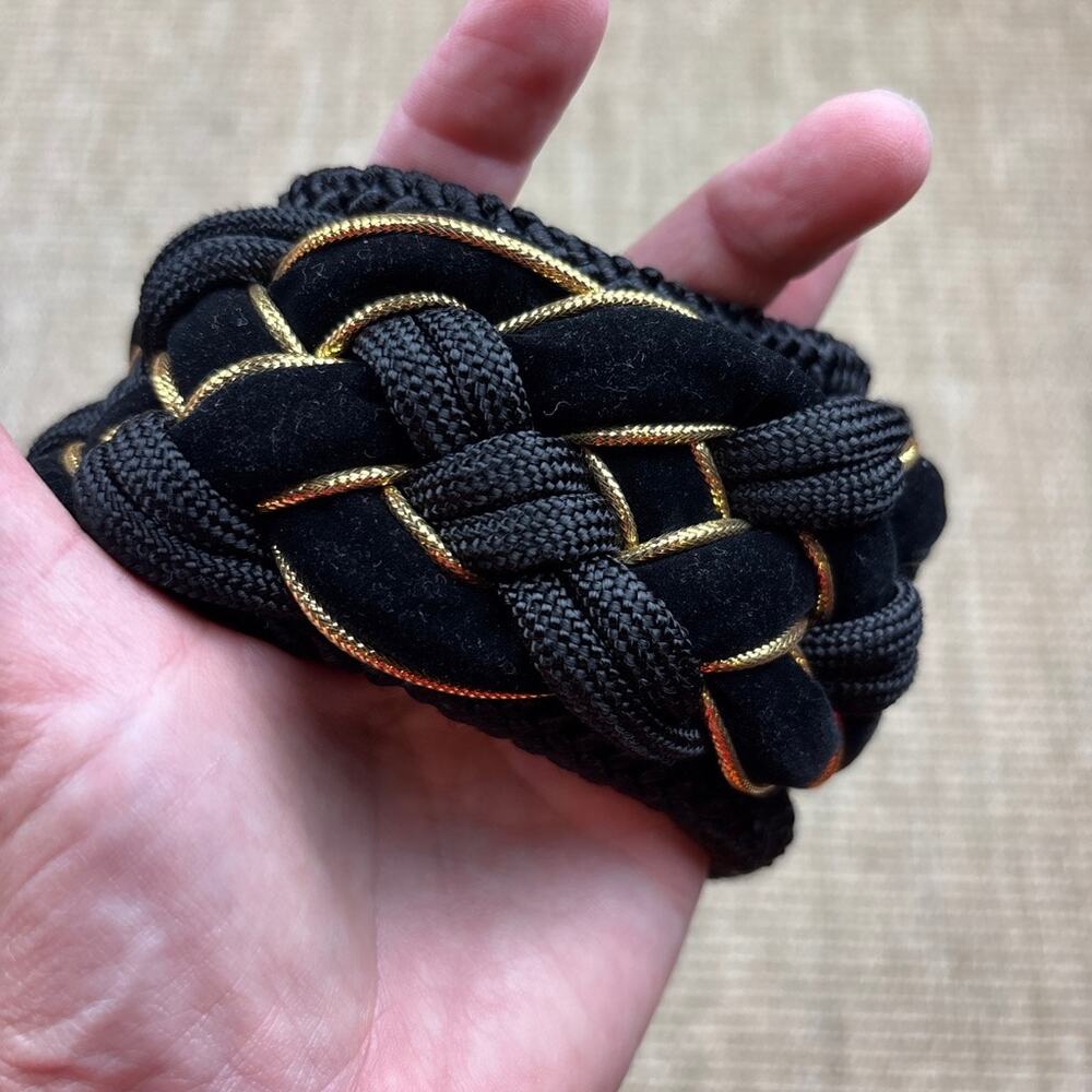 🖤✨ Black & Gold Braided Low-Rise Belt | Unbranded